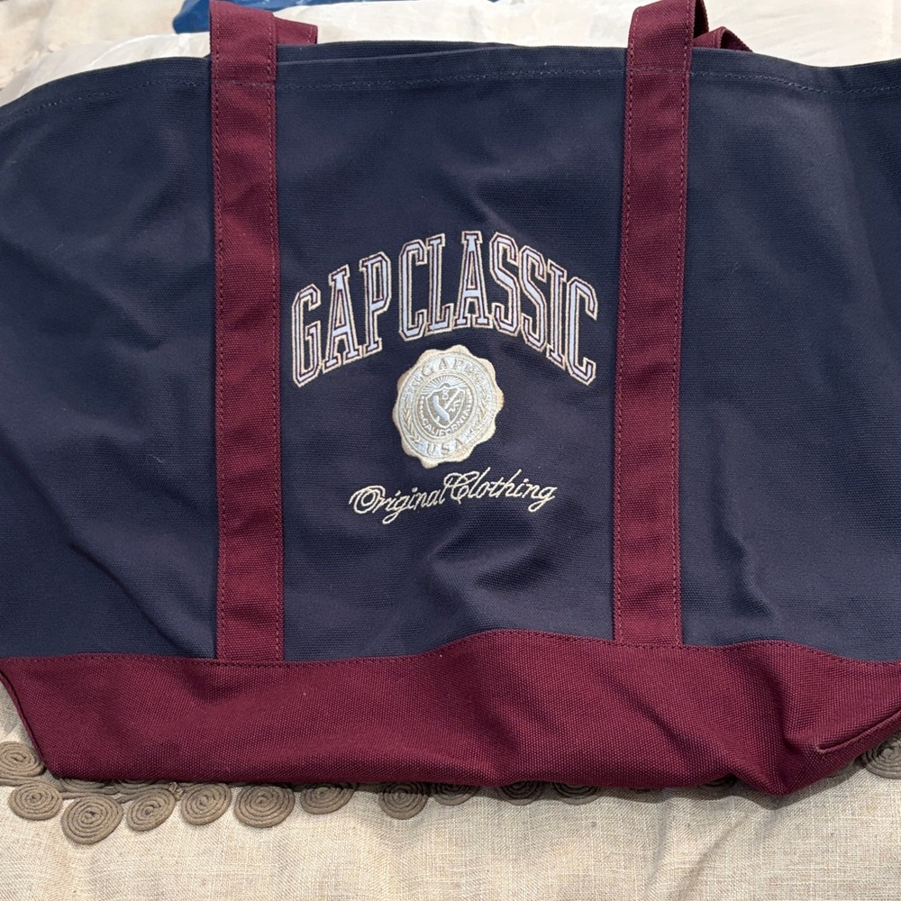 GAP Navy Blue Varsity Logo Tote Bag/NWT - Picture 5 of 11